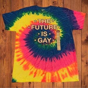 The Future Is Gay Tie Dye Rainbow Pride Shirt Bisexual LGBTQ trans rights